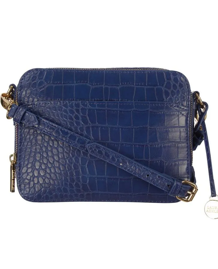 Crocodile Cobalt Square Cross Body Bag