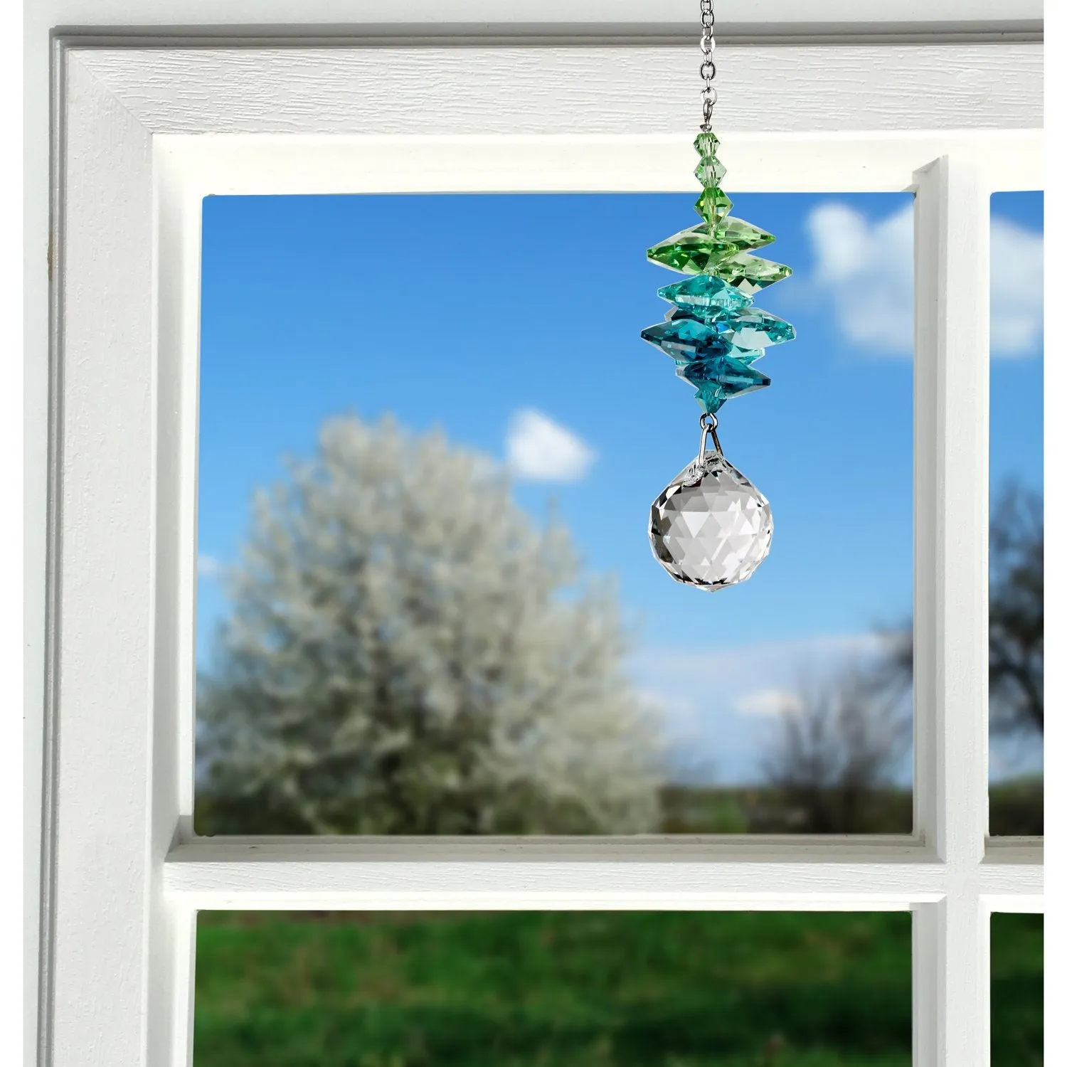 Crystal Sunrise Cascade Suncatcher - Green