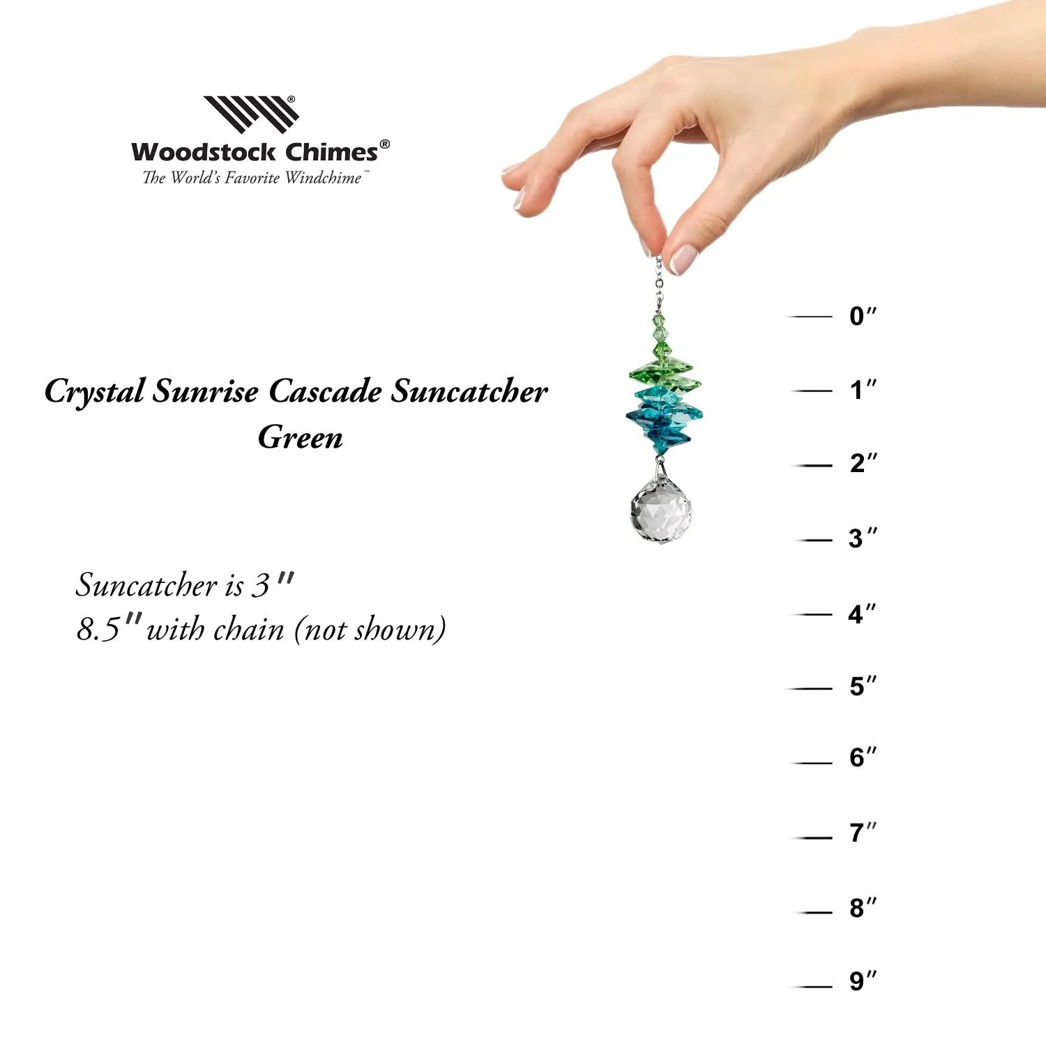 Crystal Sunrise Cascade Suncatcher - Green