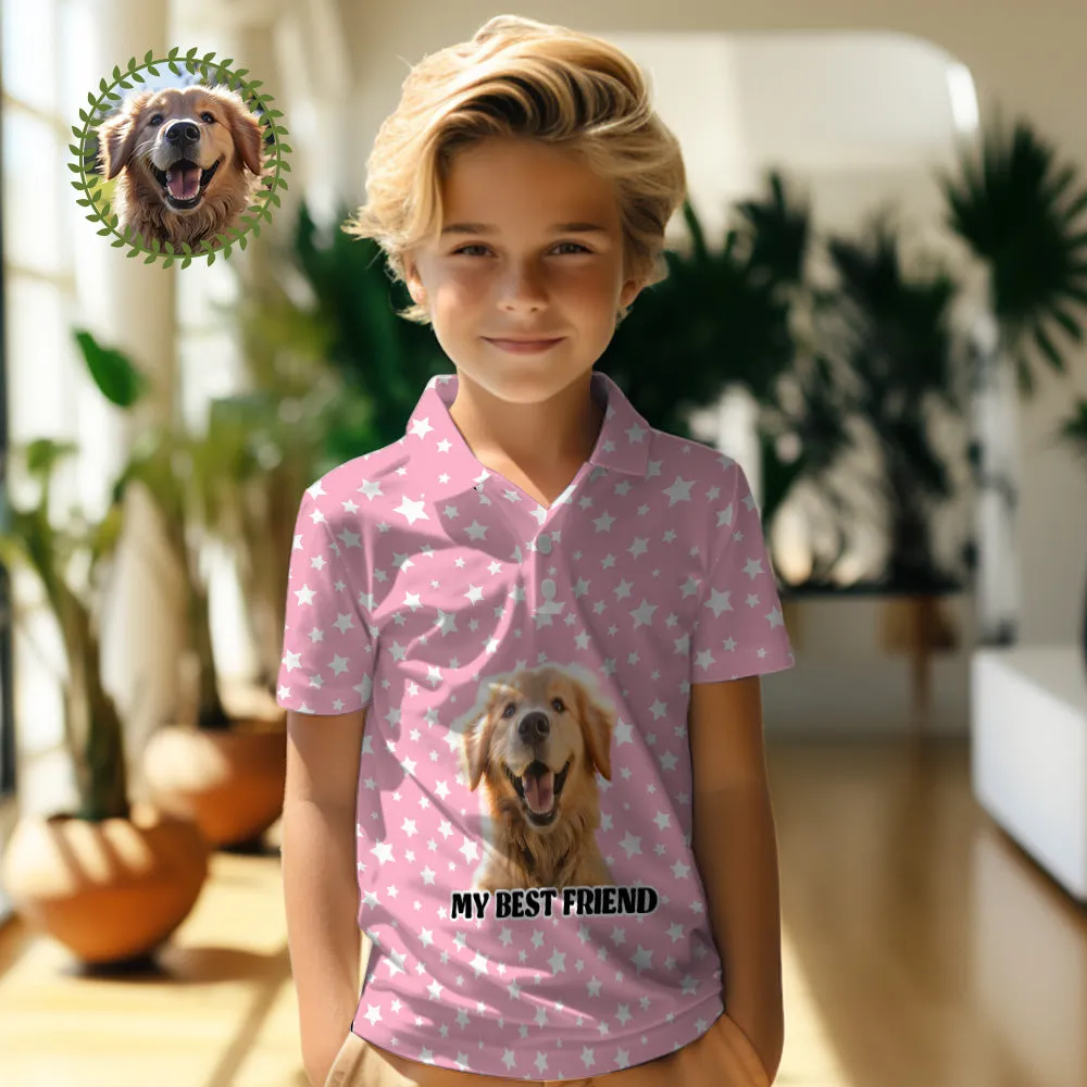 Custom Face Kids Polo Shirts Personalised Pet Photo Shirt Red Plaid My Best Friend