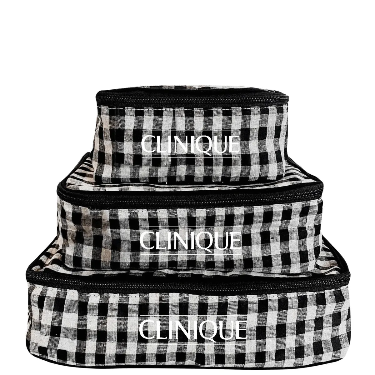 CUSTOM Linen Packing Cubes Gingham Checkered in 3 sizes