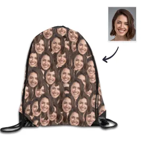 Custom Photo Drawstring Sportpack-Mash Face