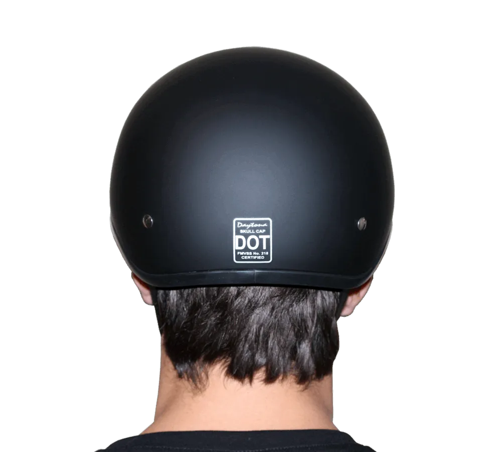 D1-B D.O.T. Daytona Skull Cap with Visor - Matte Black