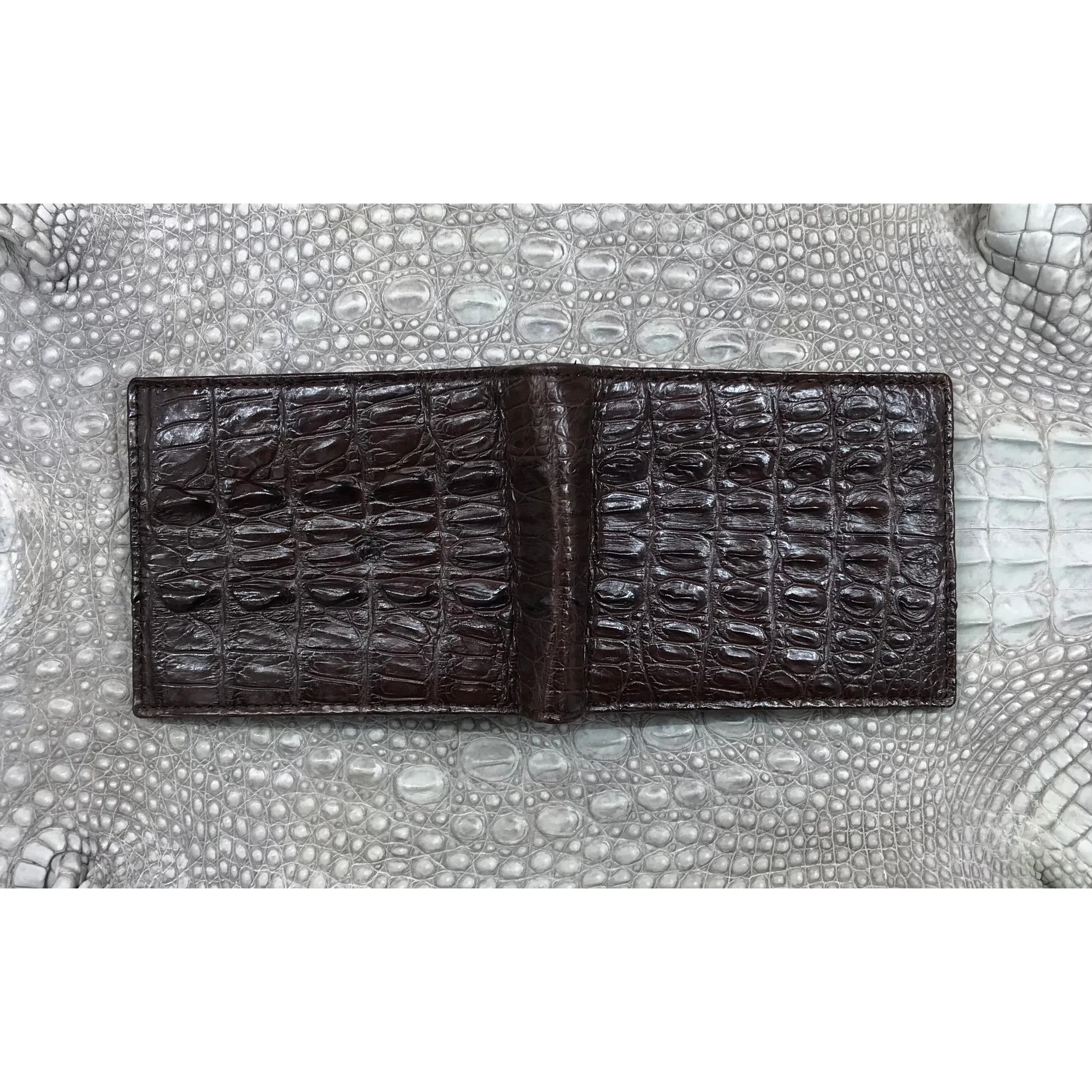 Dark Brown Alligator Skin Bifold Wallet For Men | Handmade Crocodile Leather Wallet RFID Blocking | VL5710