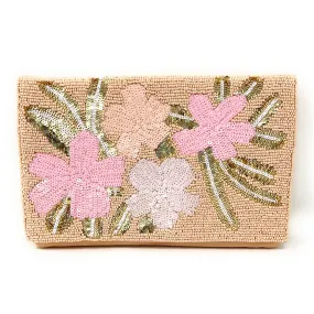 Delilah Beaded Clutch Purse - Blush