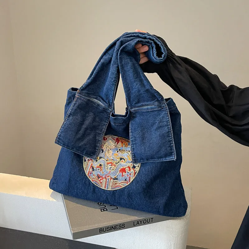 Denim Retro Women's Shoulder Bag Large Capacity Handbag