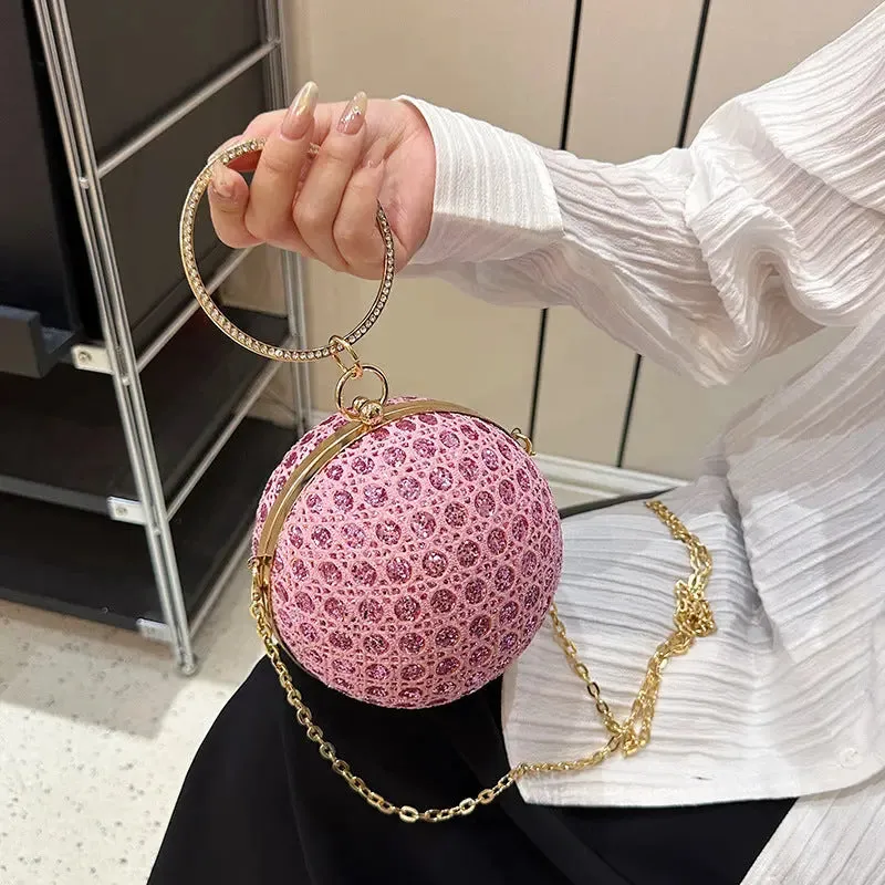 Diamond Round Chain Ball Bag