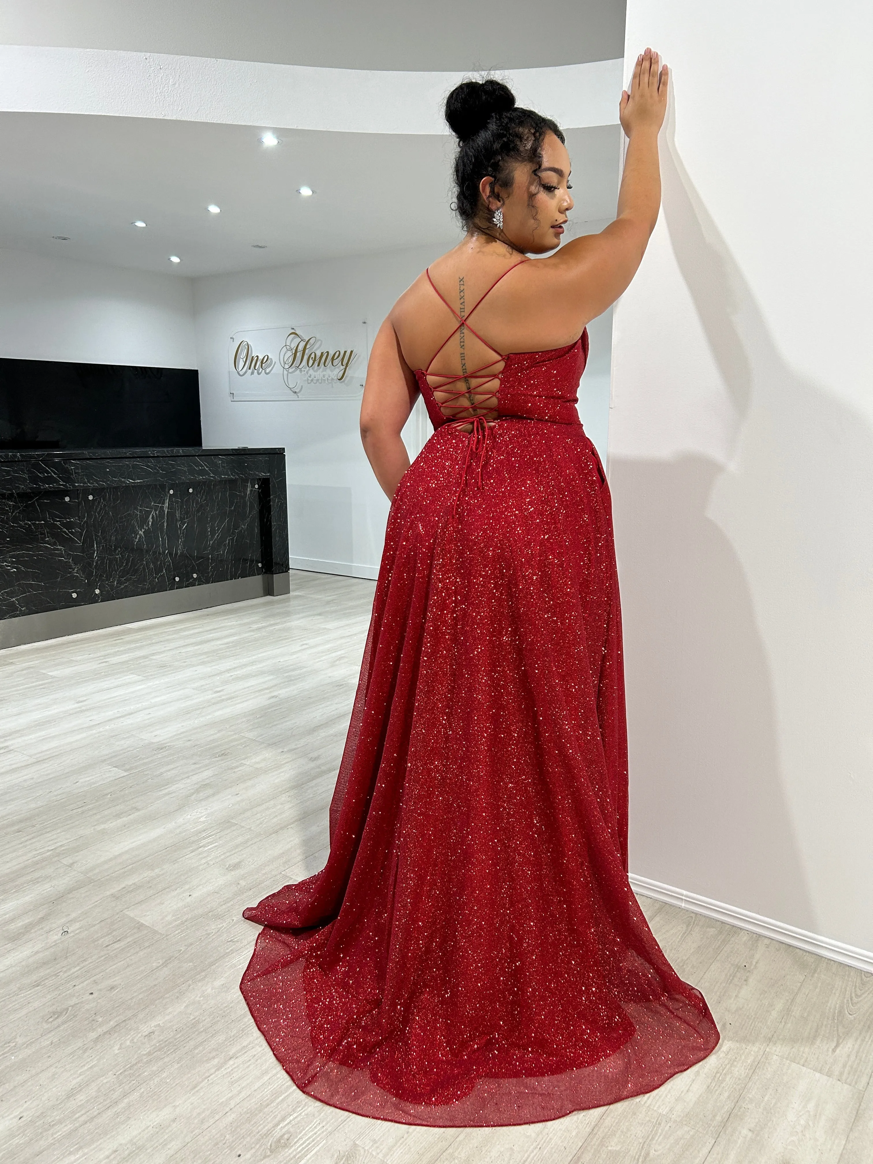 DREYA Curve Corset Glitter Ball Gown School Formal Dress