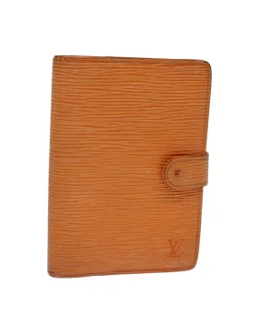 Epi Leather Day Planner Cover with Clasp Button - Orange Mandarin