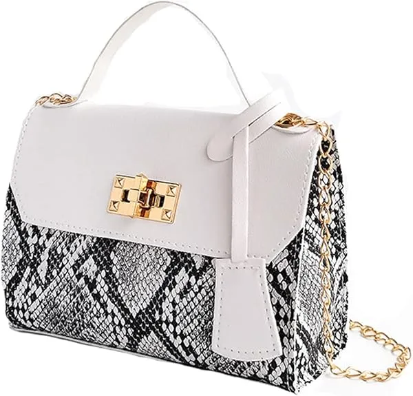 Fiorenza | Snakeskin Print Chain Bag