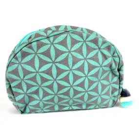 Flower of Life Cosmetic Bag Grey/Turquoise Global Groove