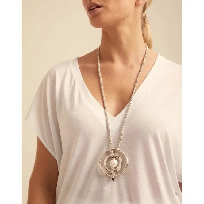 Full Moon White Metal Pearl Shell Necklace