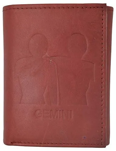 Gemini Zodiac Sign Bifold Trifold Genuine Leather Men's Wallets