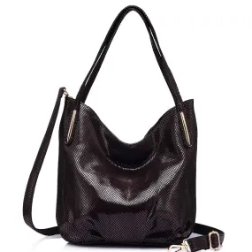 Genuine Leather Serpentine Shoulder Bag