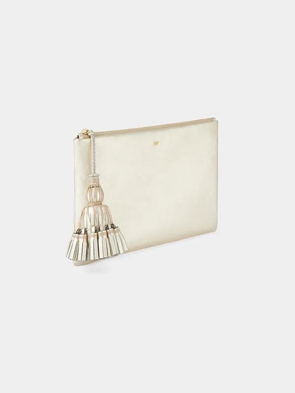 Georgiana Clutch in Light Gold Metallic Nappa