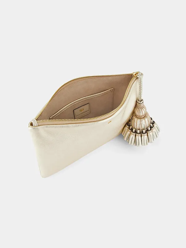 Georgiana Clutch in Light Gold Metallic Nappa