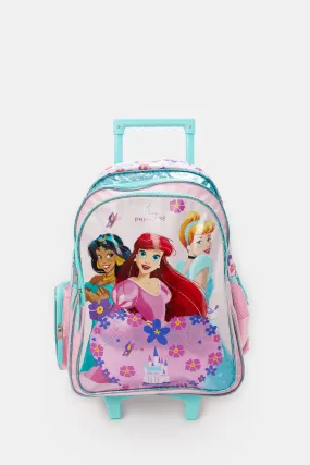 Girls Pink Princess Print Trolley Bag (18 Inch)