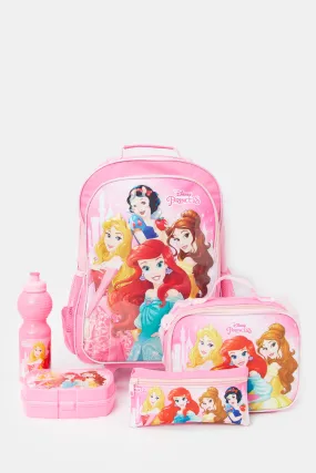 Girls Pink Princess Print Trolley Set (5 Piece)