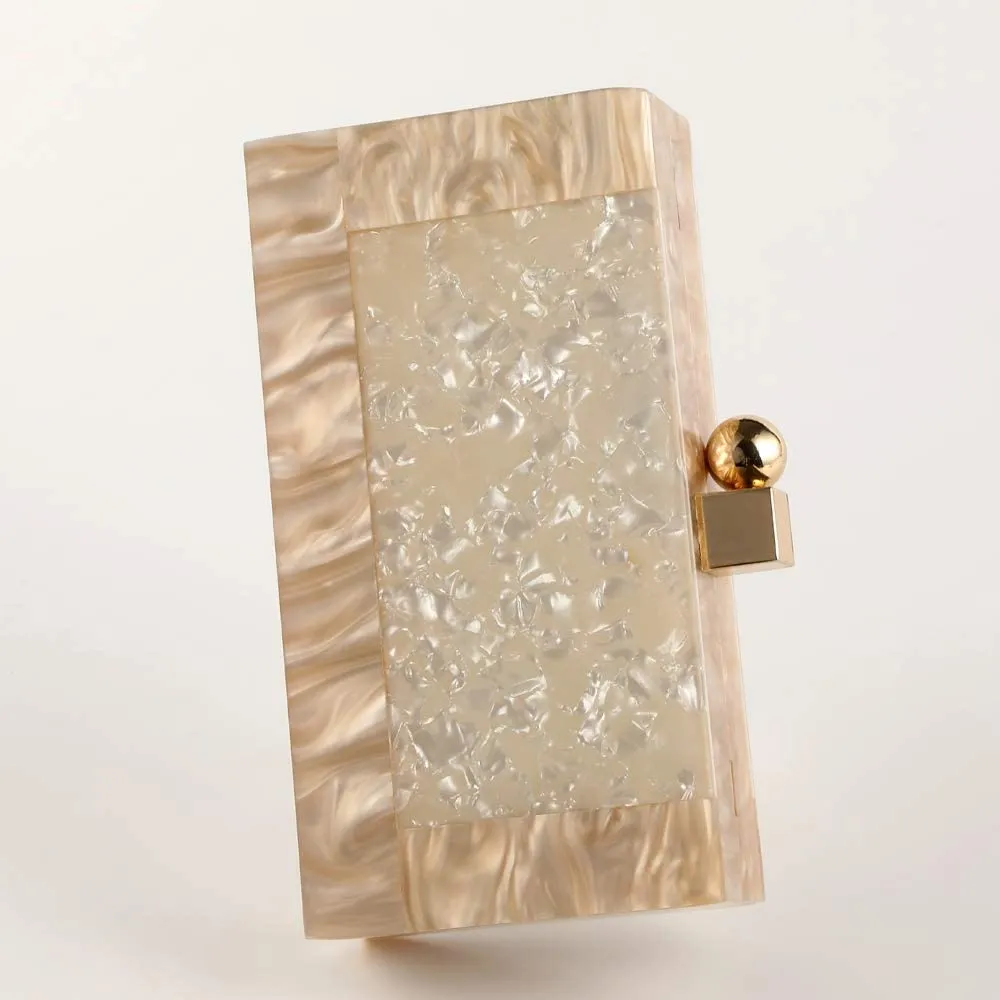 Glitter Marble Gold Acrylic Evening Clutch Bag