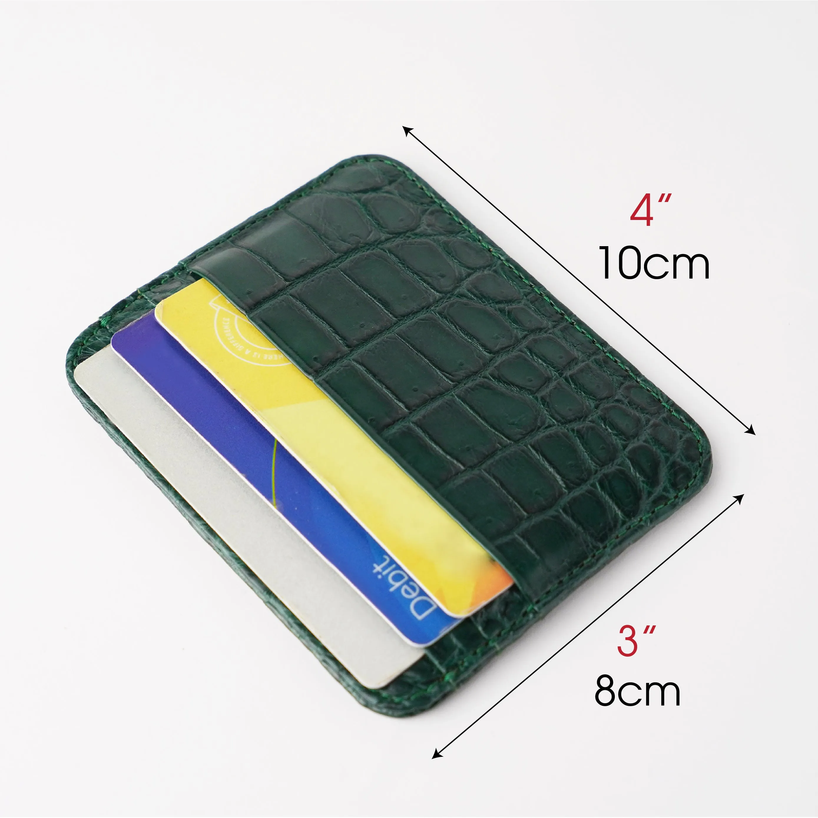 Green Slim Alligator Leather Credit Card Holder