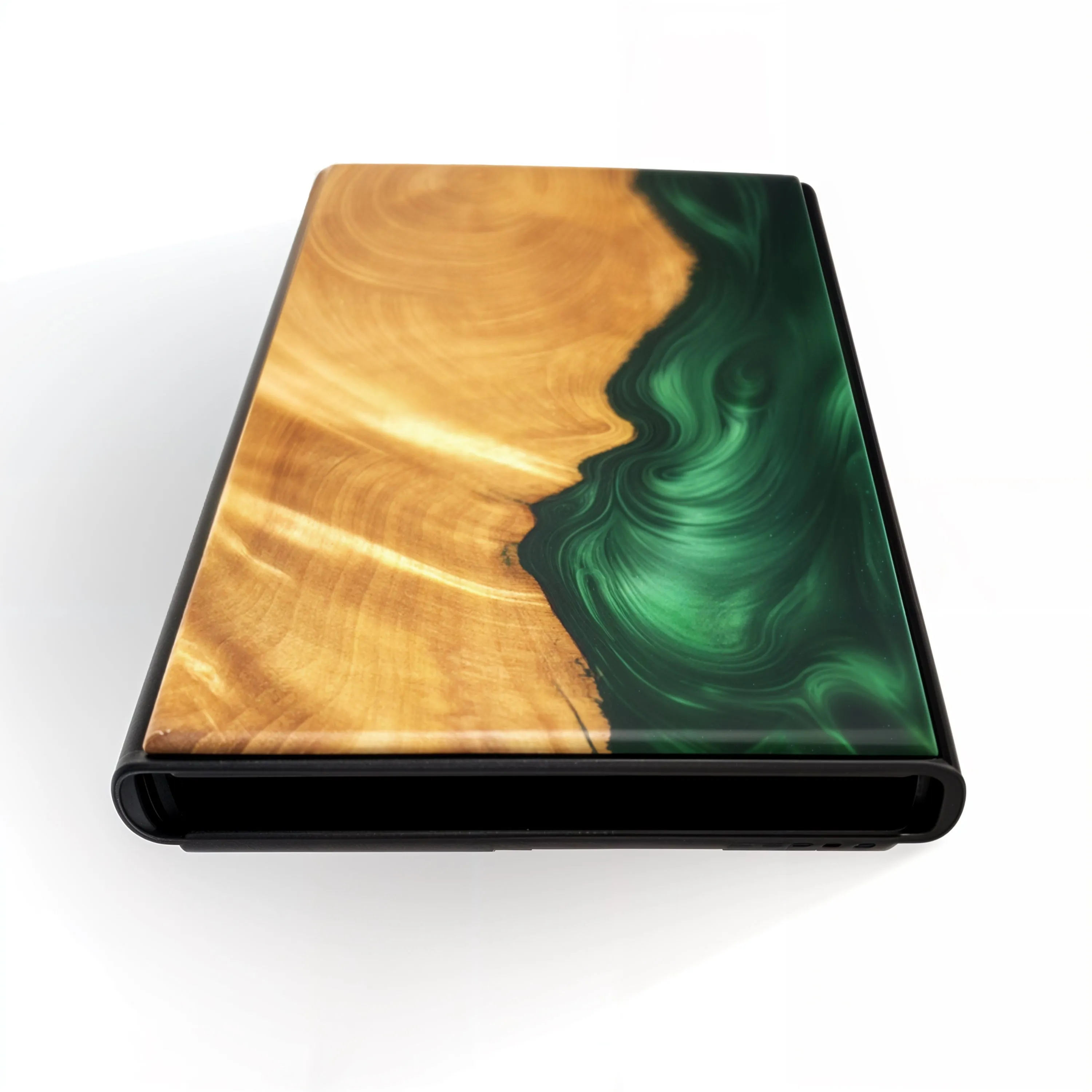 Green - Wood & Resin Smart Wallet (Pop-Up Card Holder)