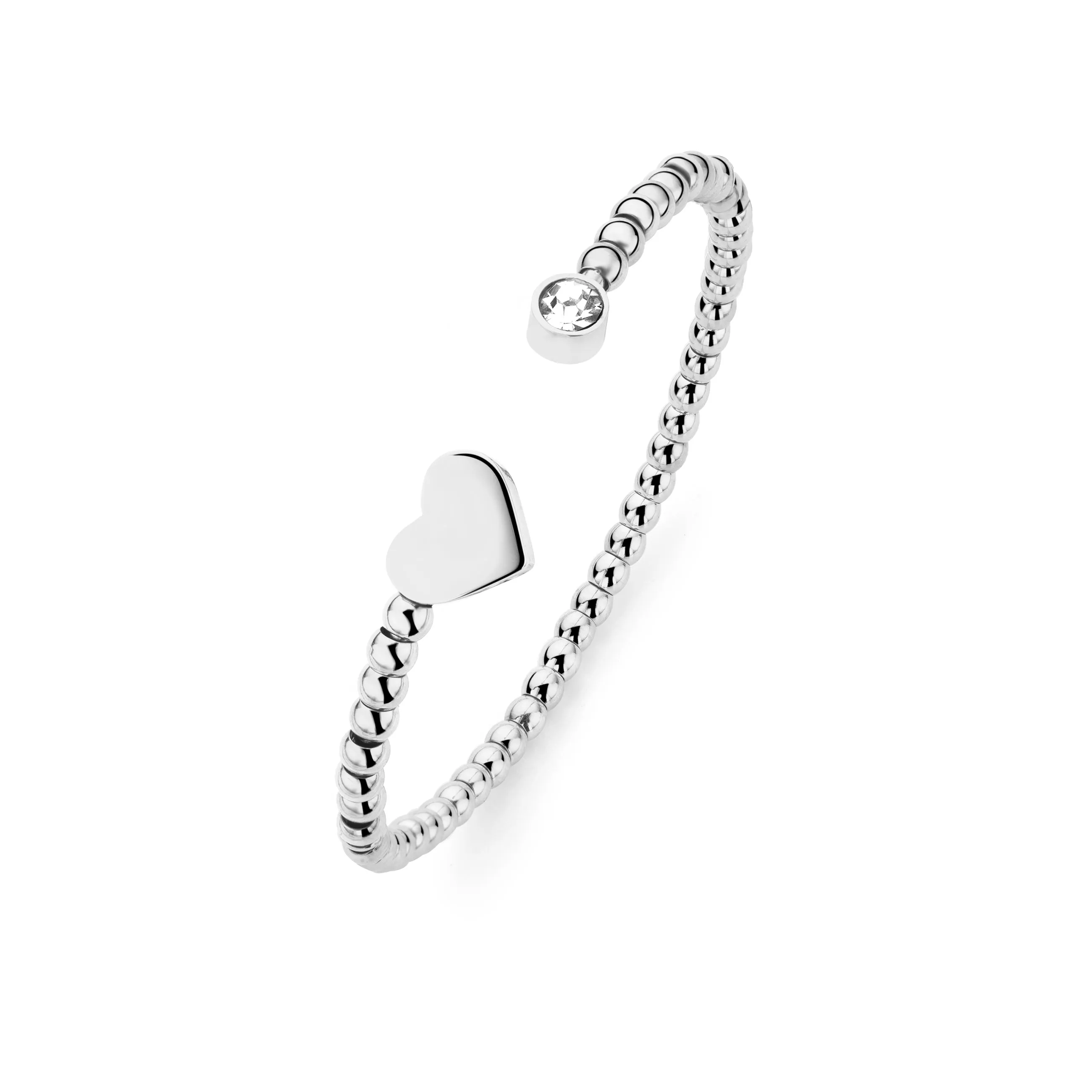 Heart ball bangle silver