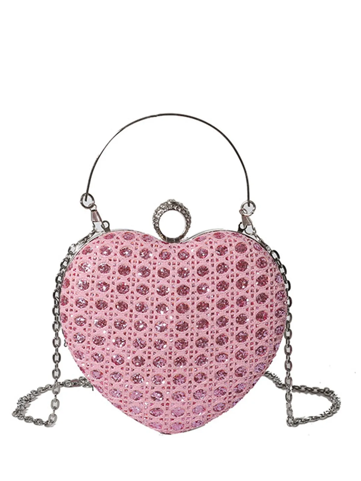 Heart Rhinestone Chain Evening Handbag