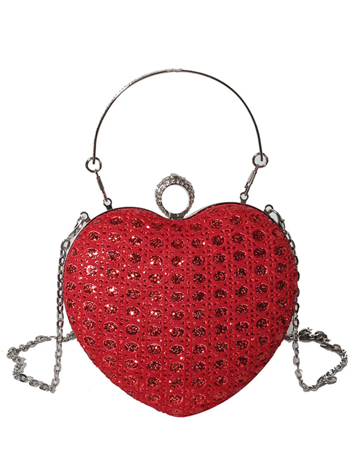 Heart Rhinestone Chain Evening Handbag