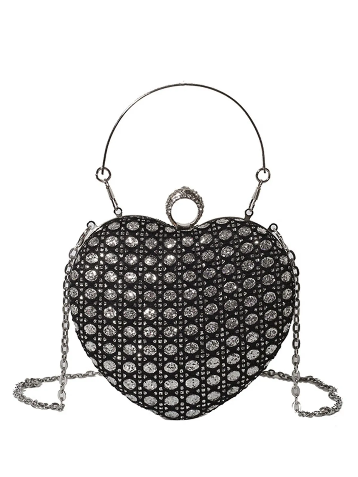 Heart Rhinestone Chain Evening Handbag