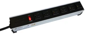 Heavy Duty Power Bar, 17", IEC 8-Outlet, 6 ft. cord, 120VAC, 15A, Black