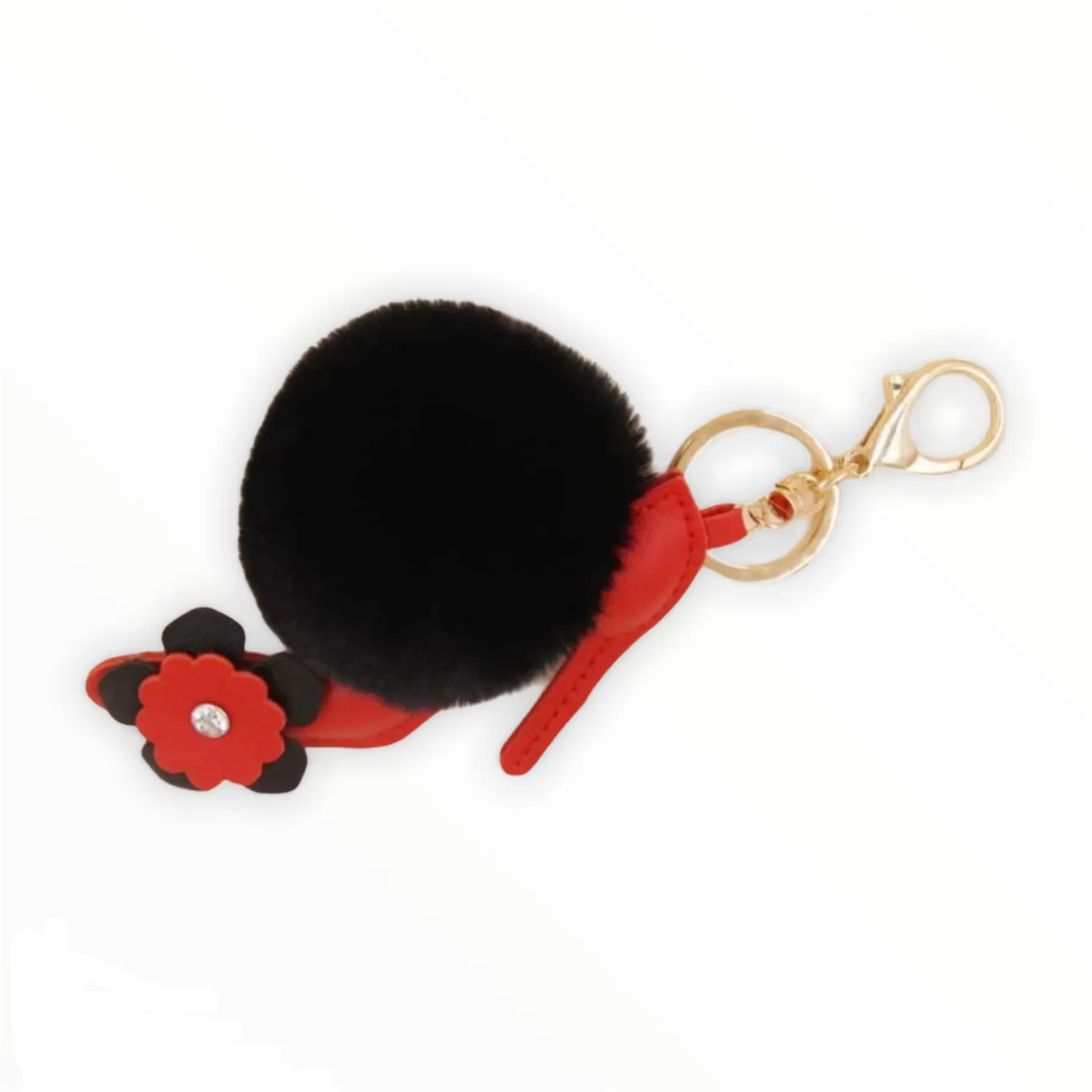 High Heel Fur Ball Red KeyChain