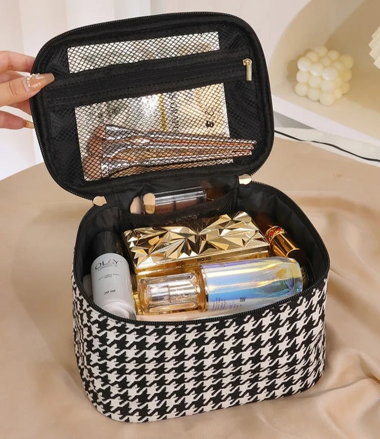 Houndstooth large capacity cosmetic bag portable portable toiletry storage bag travel waterproof toiletry bag