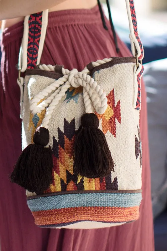 Ivory Handwoven Nouveau Bucket Bag