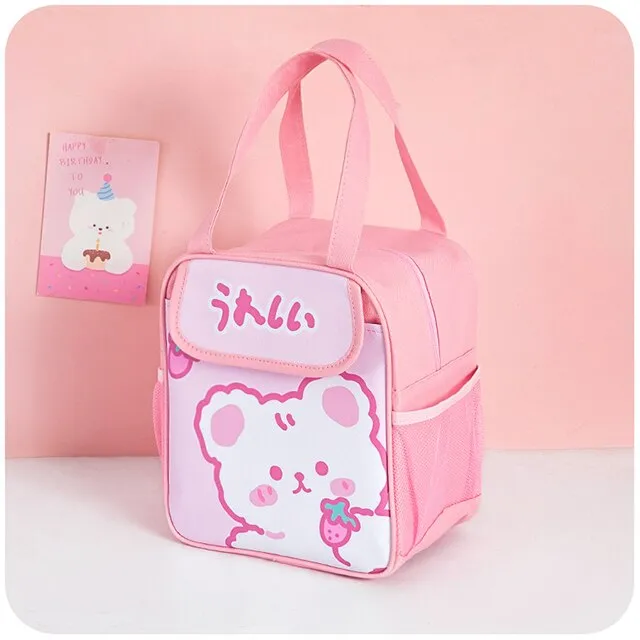 Kawaii Pink Bear Lunch Bag Collection | NEW