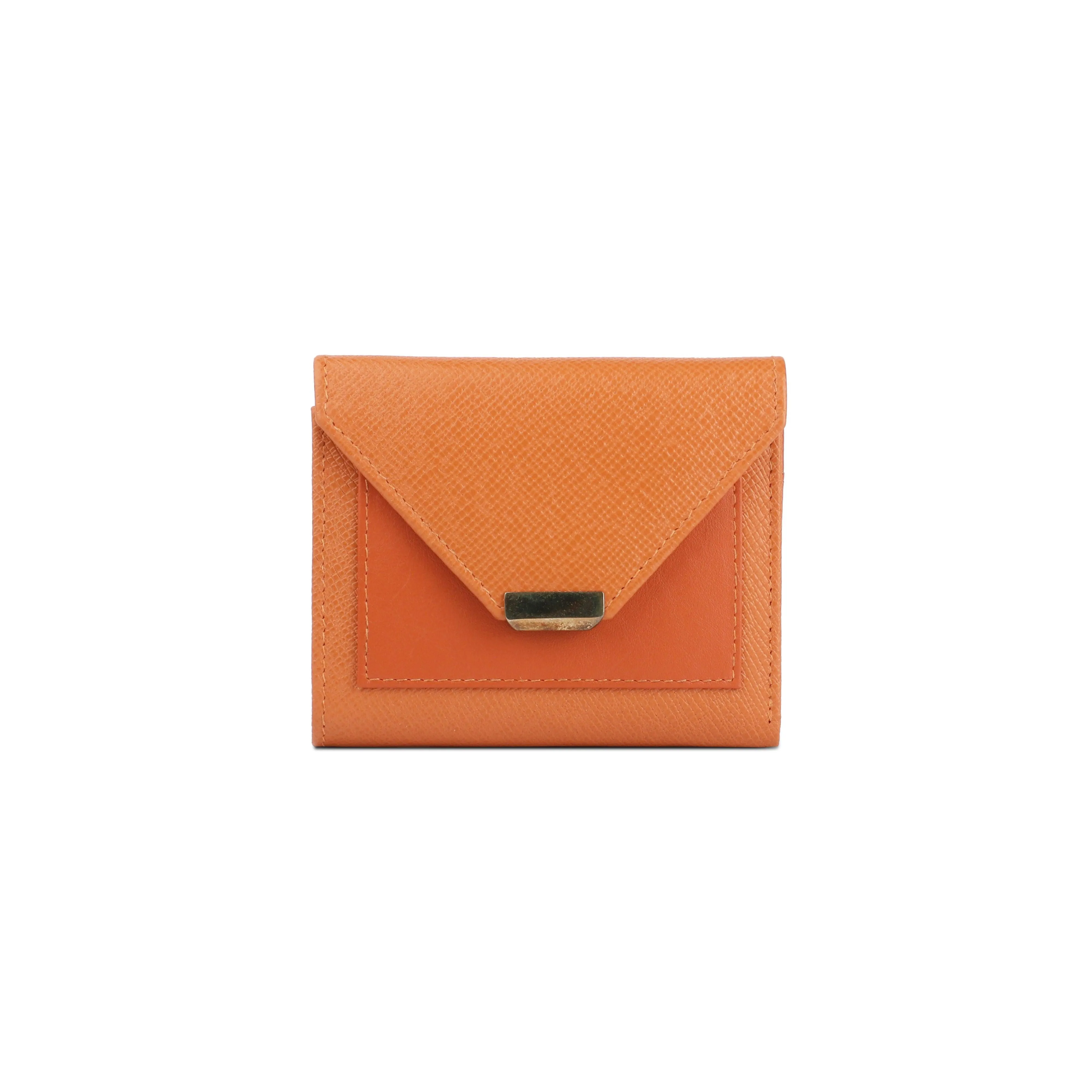 Keva Ladies Wallet | Saffiano Leather Wallet for Women | 100% Genuine Leather | Color: Cognac, Orange, Pink & Blue