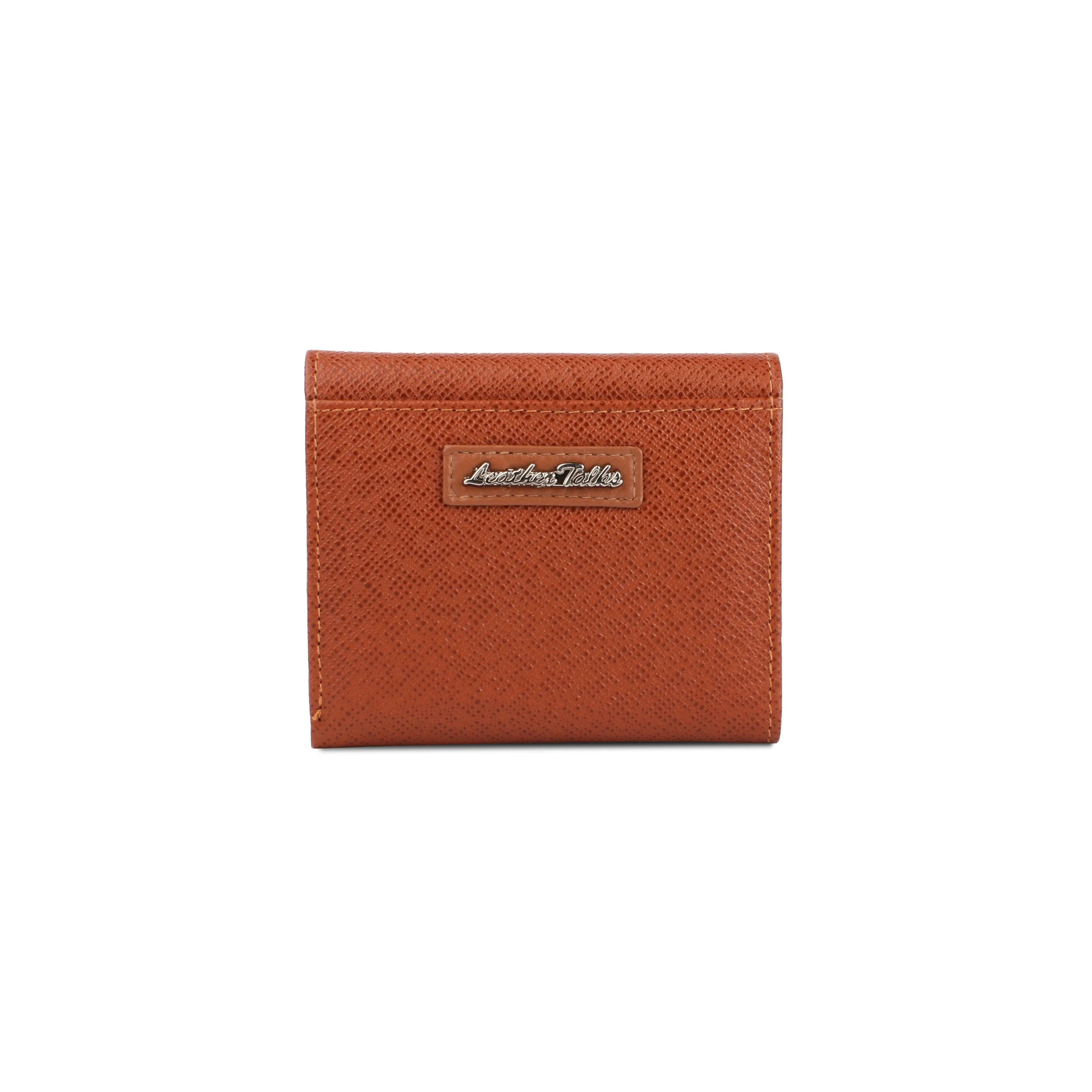 Keva Ladies Wallet | Saffiano Leather Wallet for Women | 100% Genuine Leather | Color: Cognac, Orange, Pink & Blue