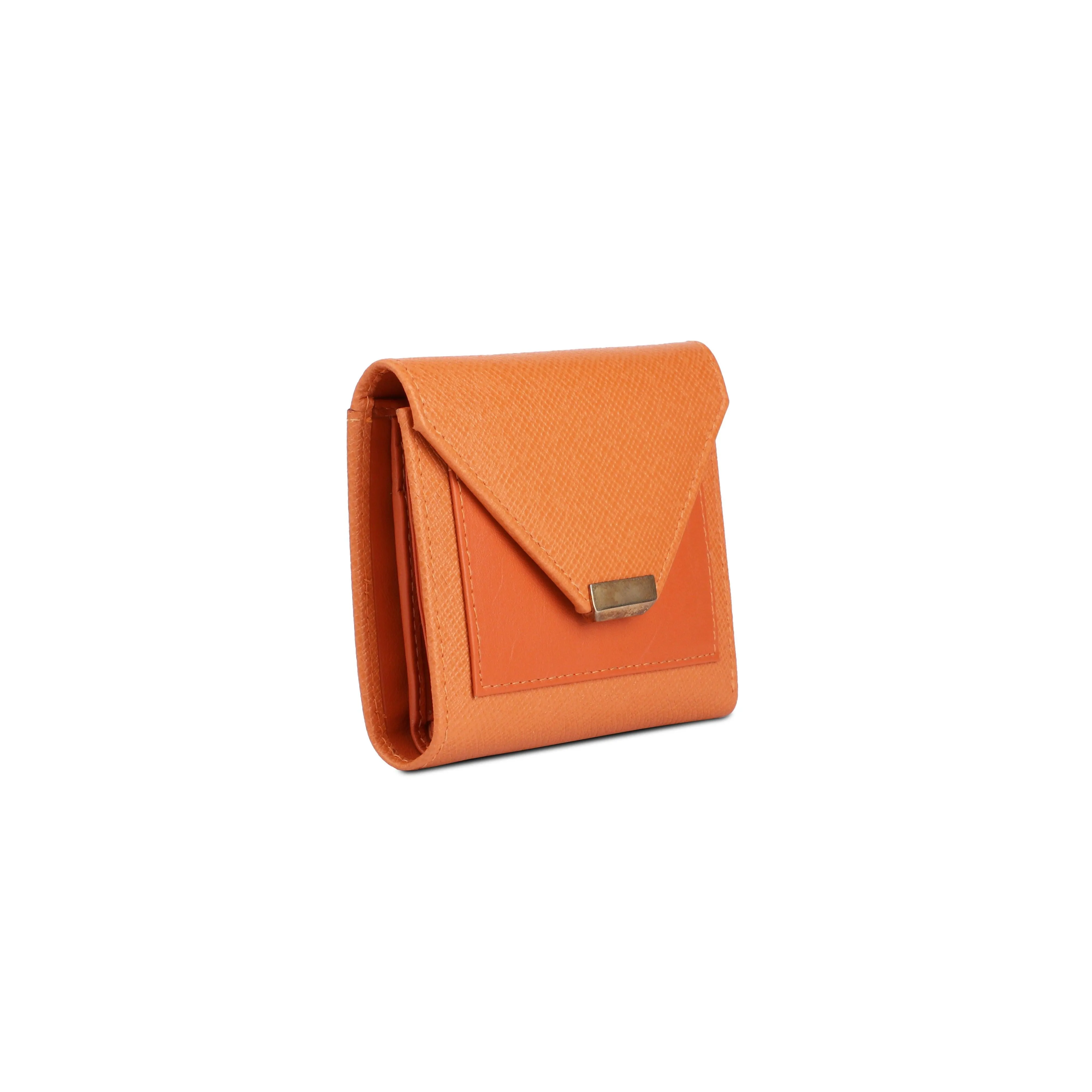 Keva Ladies Wallet | Saffiano Leather Wallet for Women | 100% Genuine Leather | Color: Cognac, Orange, Pink & Blue