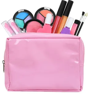 Kids Washable Makeup Set With A Pink Cosmetic Kit Tote Bag