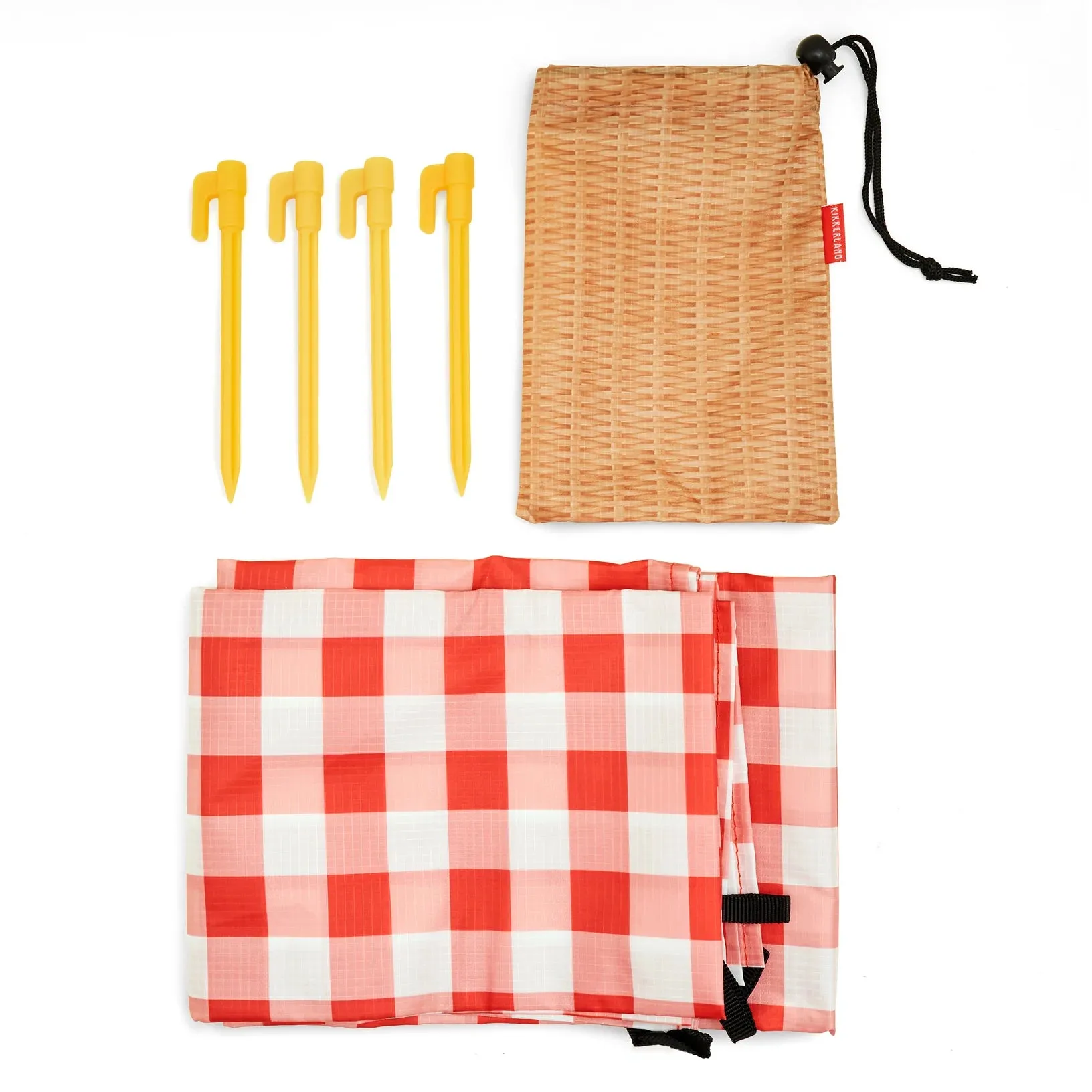 Kikkerland – Folding Gingham Picnic Blanket – 76" x 53"