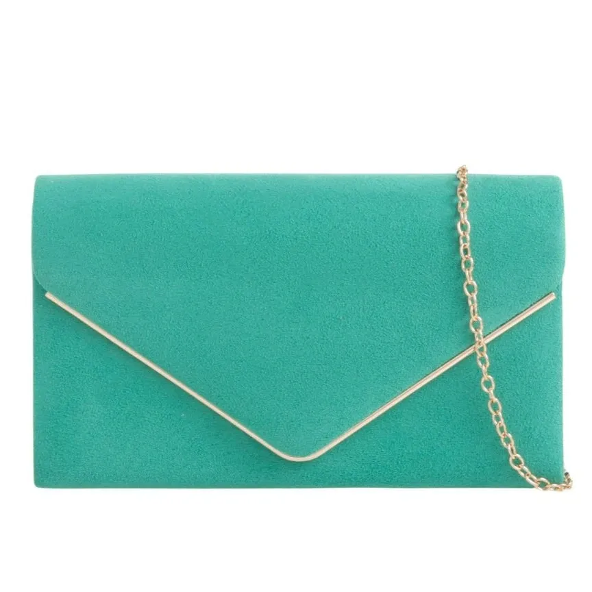 Koko Turquoise Faux Suede Clutch Bag