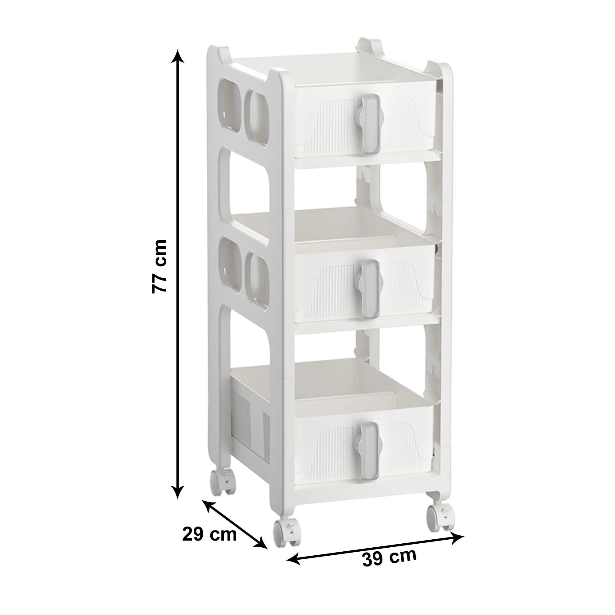 Kuber Industries Multipurpose Trolley Storage Organiser | 3 Layer Shelf | Trolley with Wheels for Kitchen Accessories | Large Capacity, Easy installation, Space Saving | 6401 | White