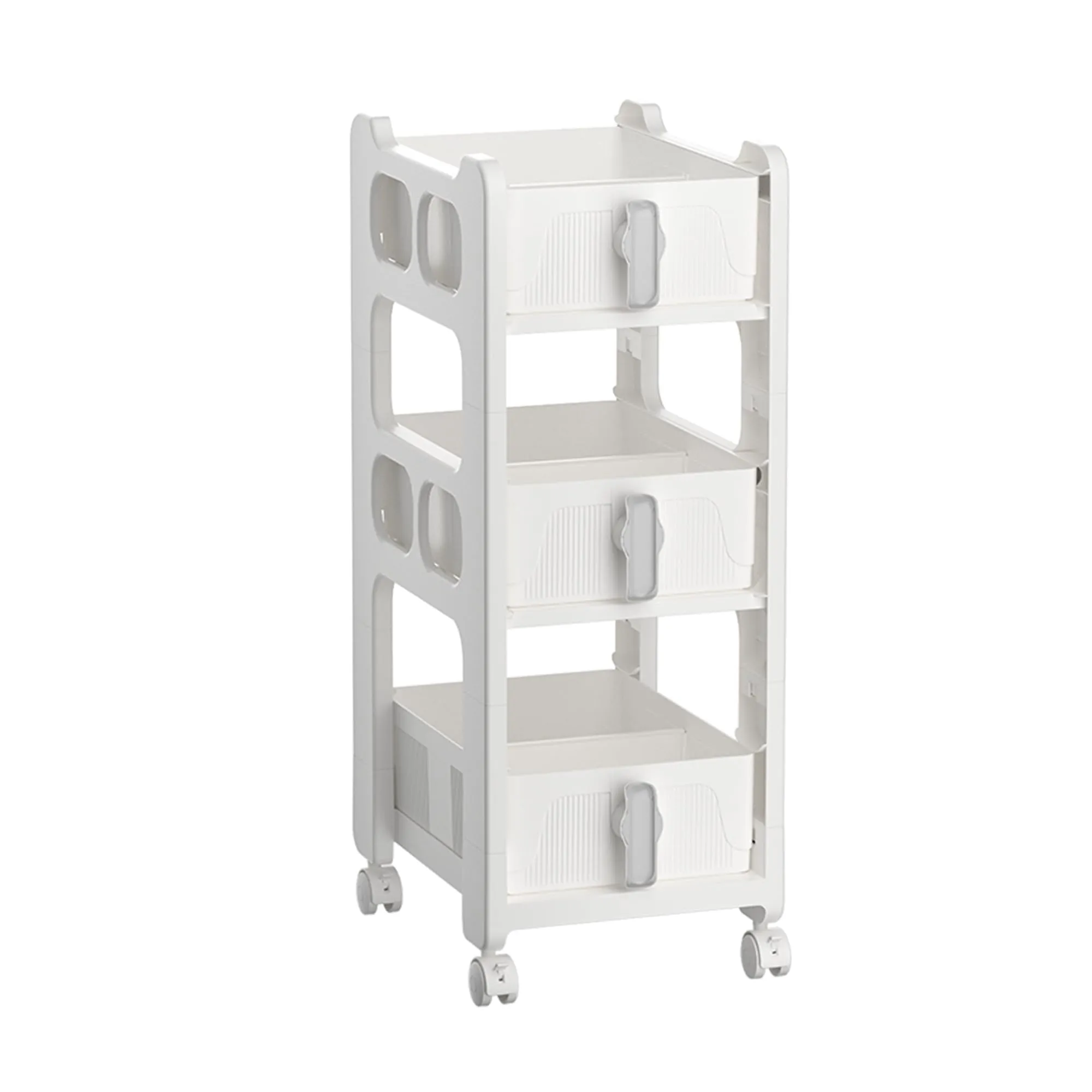 Kuber Industries Multipurpose Trolley Storage Organiser | 3 Layer Shelf | Trolley with Wheels for Kitchen Accessories | Large Capacity, Easy installation, Space Saving | 6401 | White