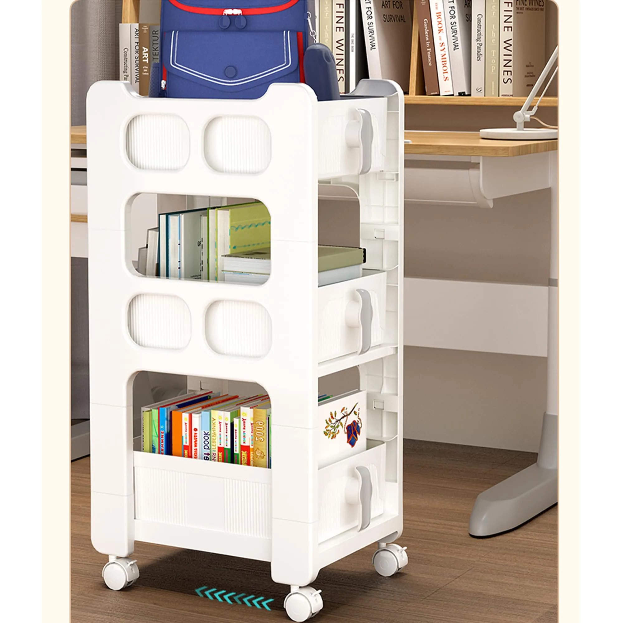 Kuber Industries Multipurpose Trolley Storage Organiser | 3 Layer Shelf | Trolley with Wheels for Kitchen Accessories | Large Capacity, Easy installation, Space Saving | 6401 | White