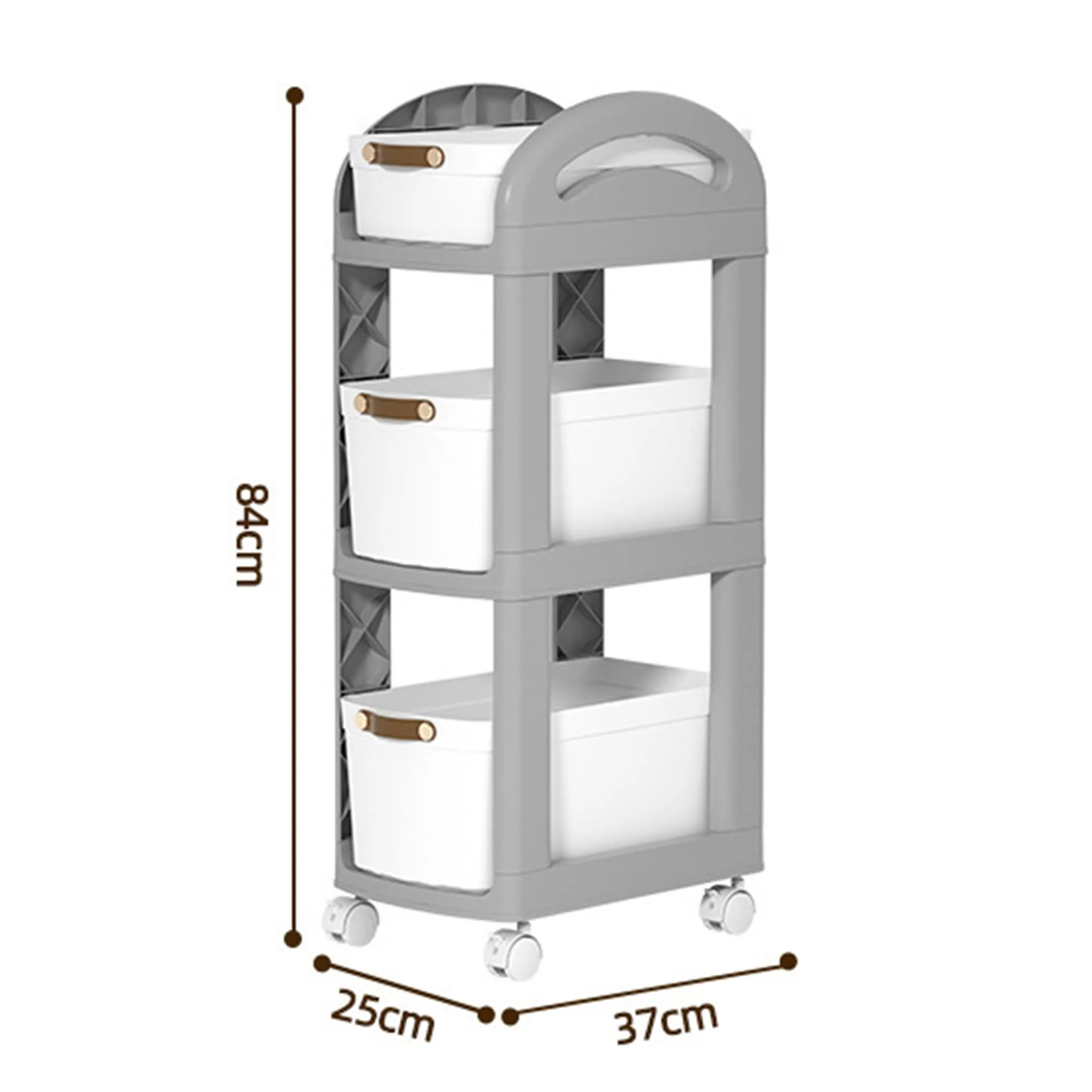 Kuber Industries Pack of 5 Multipurpose Trolley Storage Organiser | 3 Layer Shelf | Trolley with Wheels for Kitchen Accessories | Large Capacity, Easy installation, Space Saving | 812|Gray