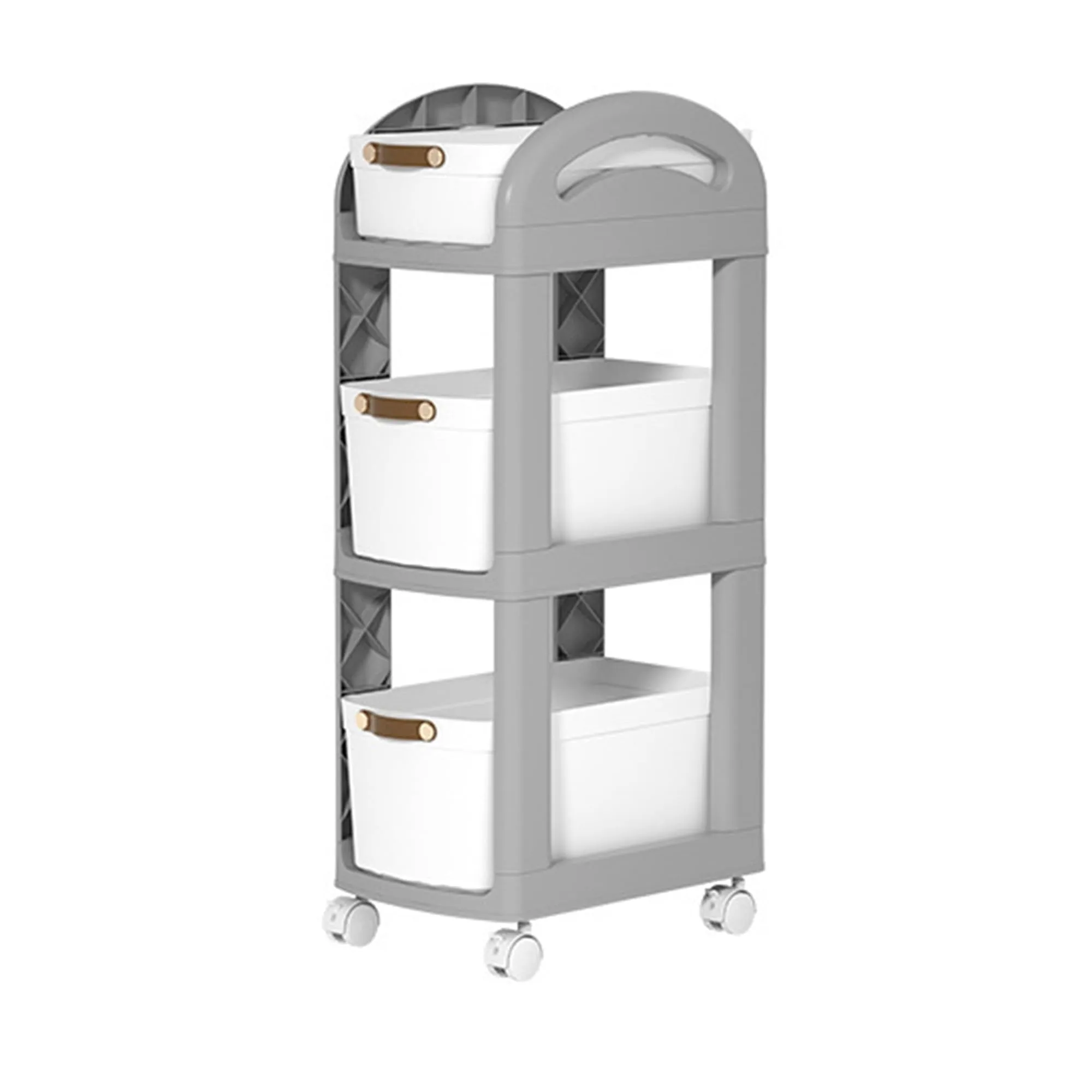 Kuber Industries Pack of 5 Multipurpose Trolley Storage Organiser | 3 Layer Shelf | Trolley with Wheels for Kitchen Accessories | Large Capacity, Easy installation, Space Saving | 812|Gray