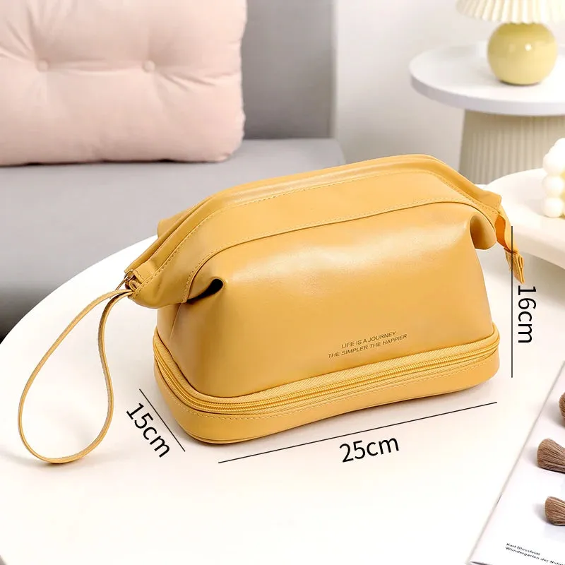 Large Capacity Giant Can Hold Double Layer Cosmetic Bag Women Portable Cosmetics Storage Box Bag