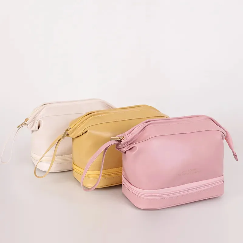 Large Capacity Giant Can Hold Double Layer Cosmetic Bag Women Portable Cosmetics Storage Box Bag