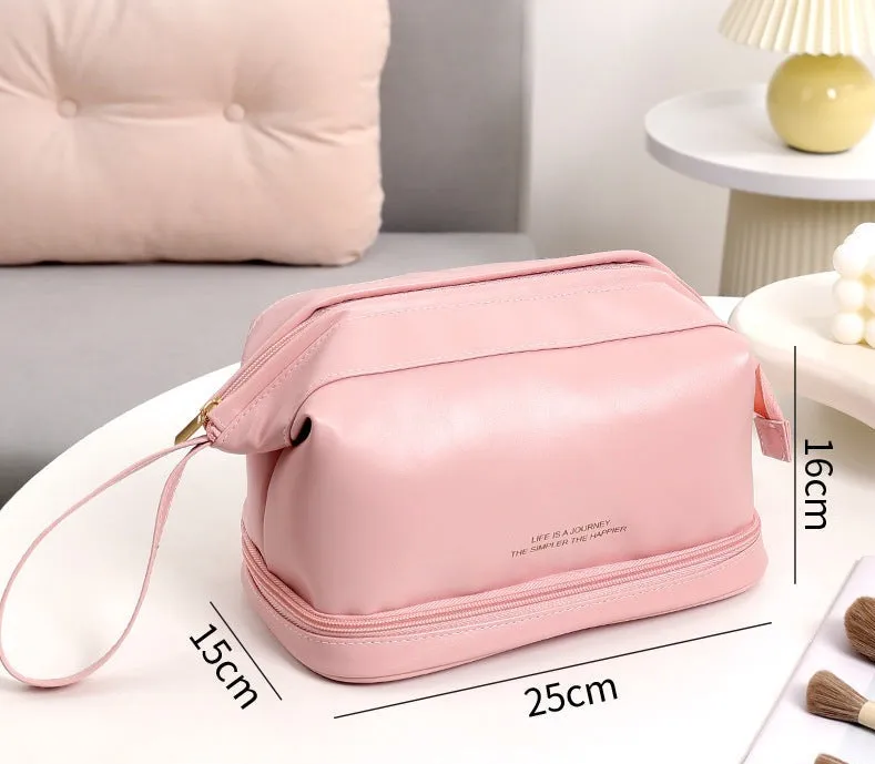 Large Capacity Giant Can Hold Double Layer Cosmetic Bag Women Portable Cosmetics Storage Box Bag