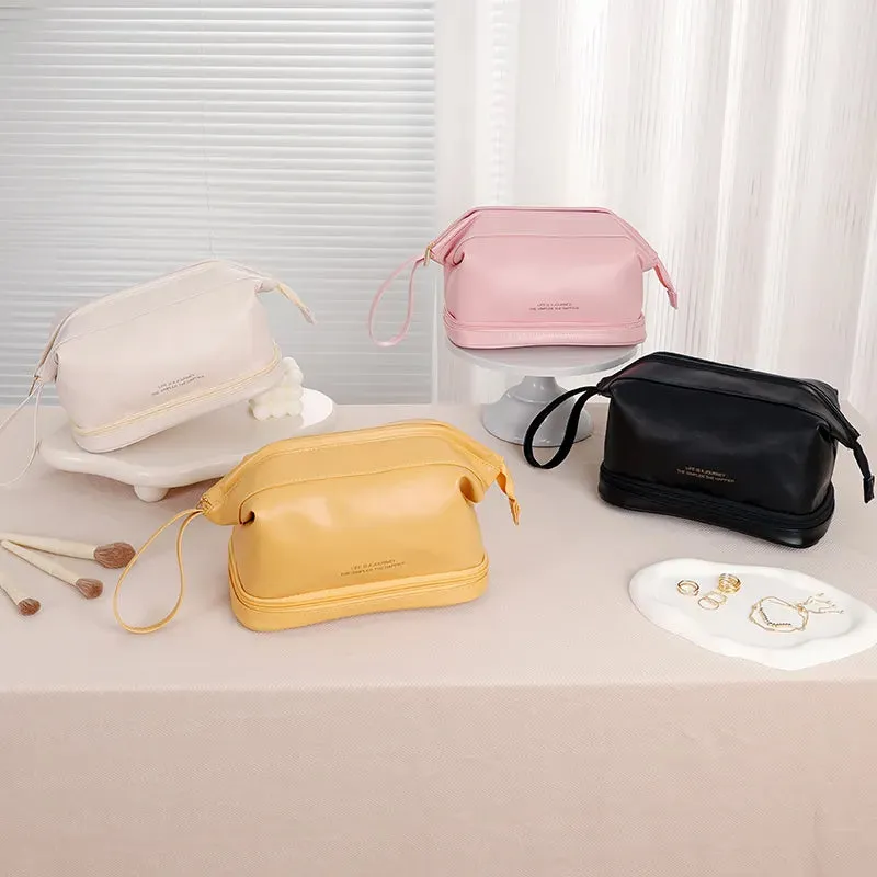 Large Capacity Giant Can Hold Double Layer Cosmetic Bag Women Portable Cosmetics Storage Box Bag