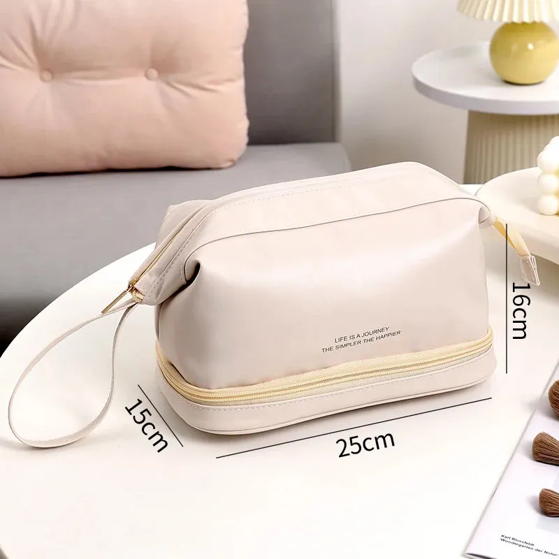 Large Capacity Giant Can Hold Double Layer Cosmetic Bag Women Portable Cosmetics Storage Box Bag